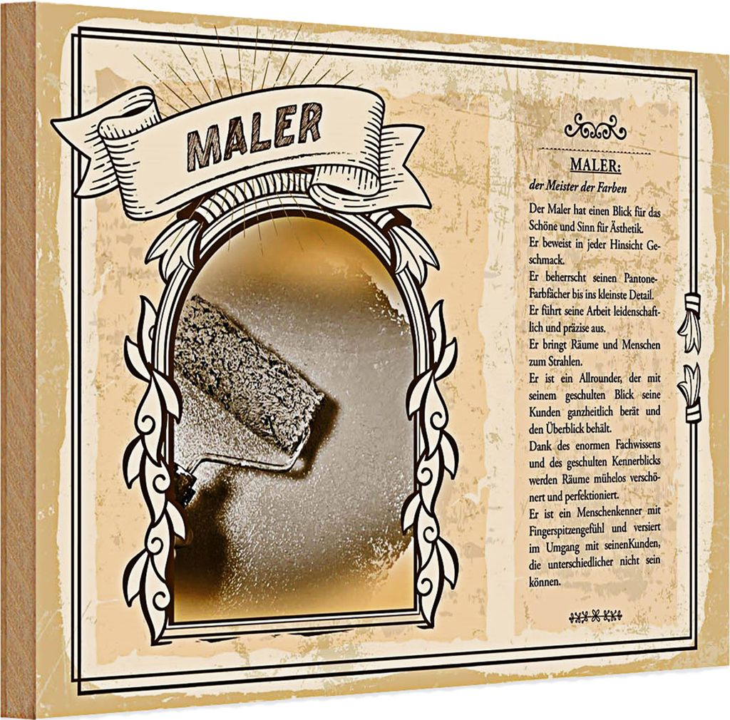 Holzschild Berufe 30x20cm Maler Meister der Farben streichen