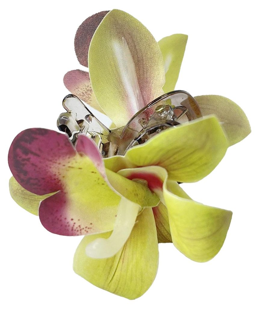 Haarnadel aus weichem Stoff mit realistischem Orchideen-Design, leichte und rutschfeste Haarspange