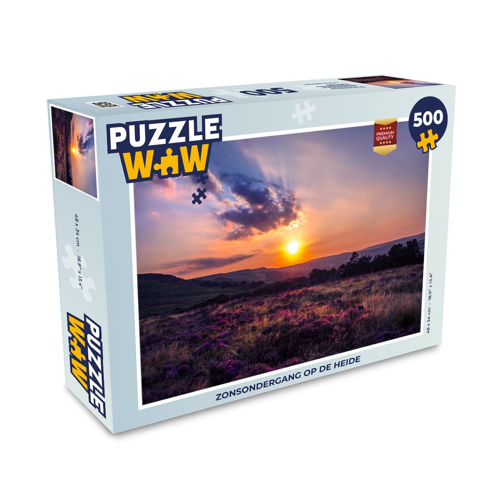 MuchoWow Puzzle 500 Teile Sonnenuntergang in der Heidelandschaft - 500 Teile - Kinder - Selberbauen - Puzzlespiele