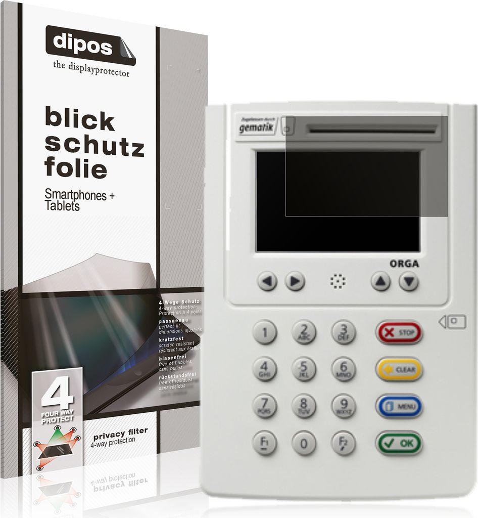 Blickschutzfolie für Ingenico Worldline Orga 6141 matt Schutzfolie Folie Display Schutz dipos