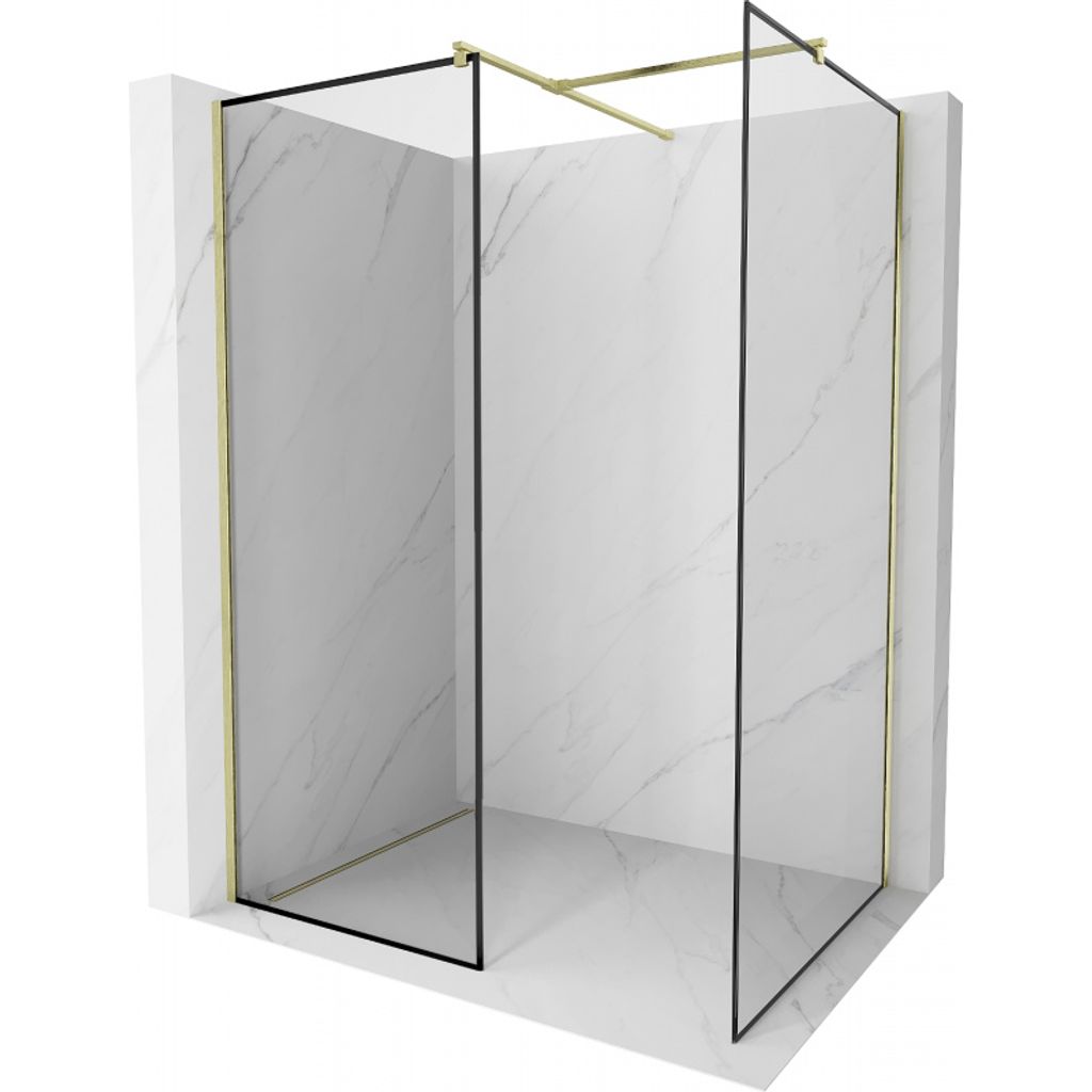 Mexen Kioto Duschwand Walk-in 120 x 80 cm, schwarzes Muster, gebürstetes Gold - 800-120-202-55-70-080