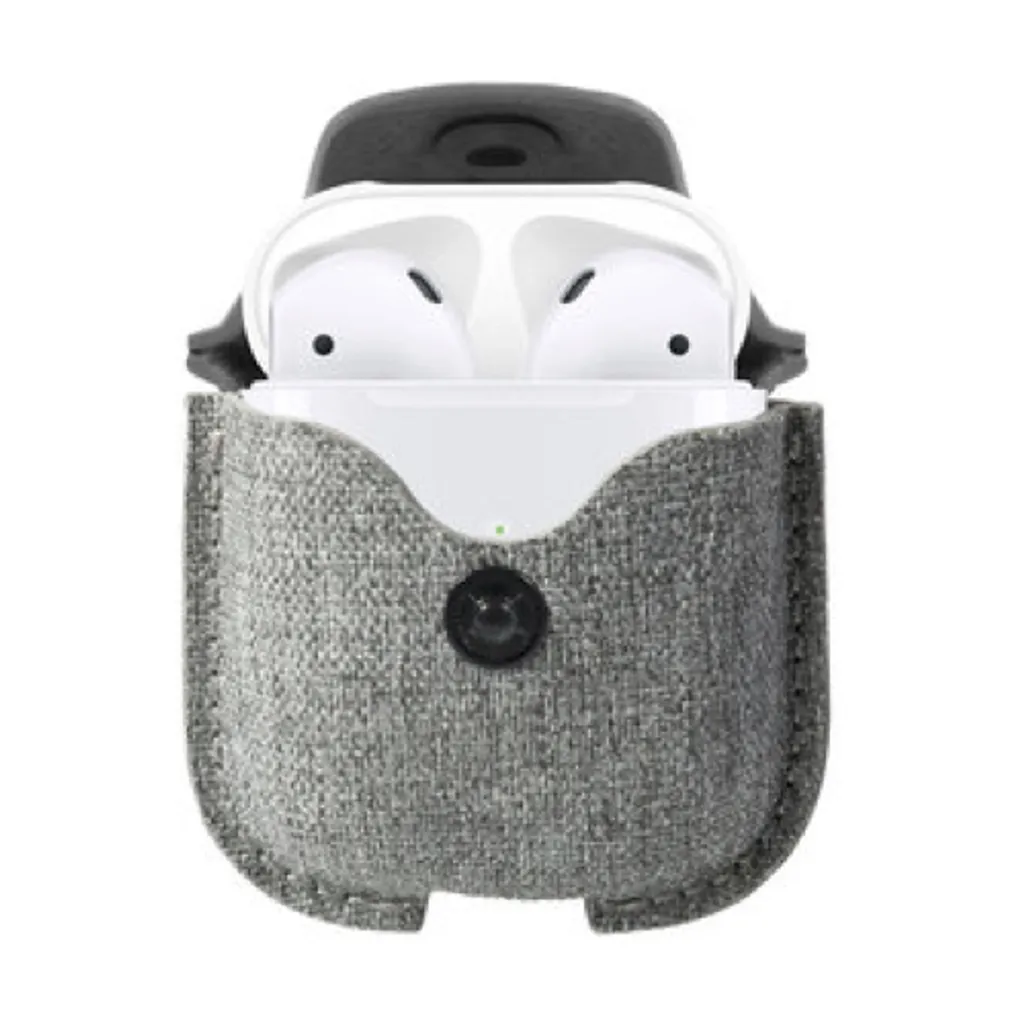 Pochette AirPods Twelve South AirSnap gris avec mousqueton robuste