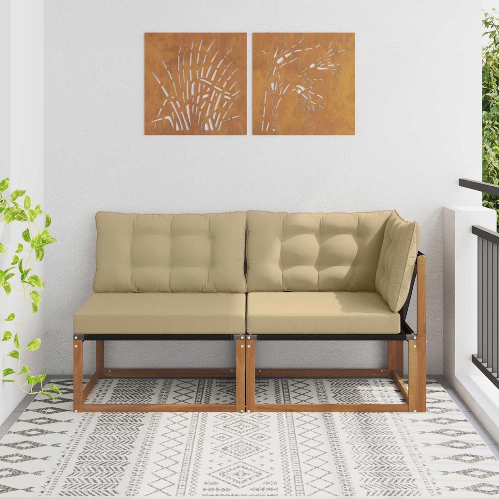 (Robust Möbel)Outdoor Mittel- und Ecksofa/Couchgarnitur - CLORIS - Outdoor-Möbel - für Garten/Terrasse - 7 Stück Natur Massivholz Akazie - ...