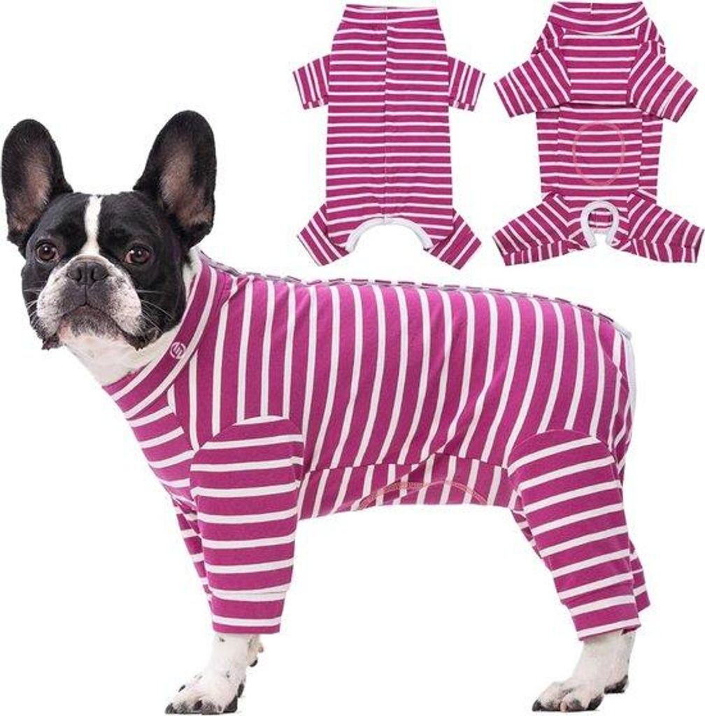 Fleece Hundebodysuit Genesungsanzug S-2XL für kleine & mittelgroße Hunde, volle Körperbedeckung, lange Ärmel, mit Schwanzöffnung