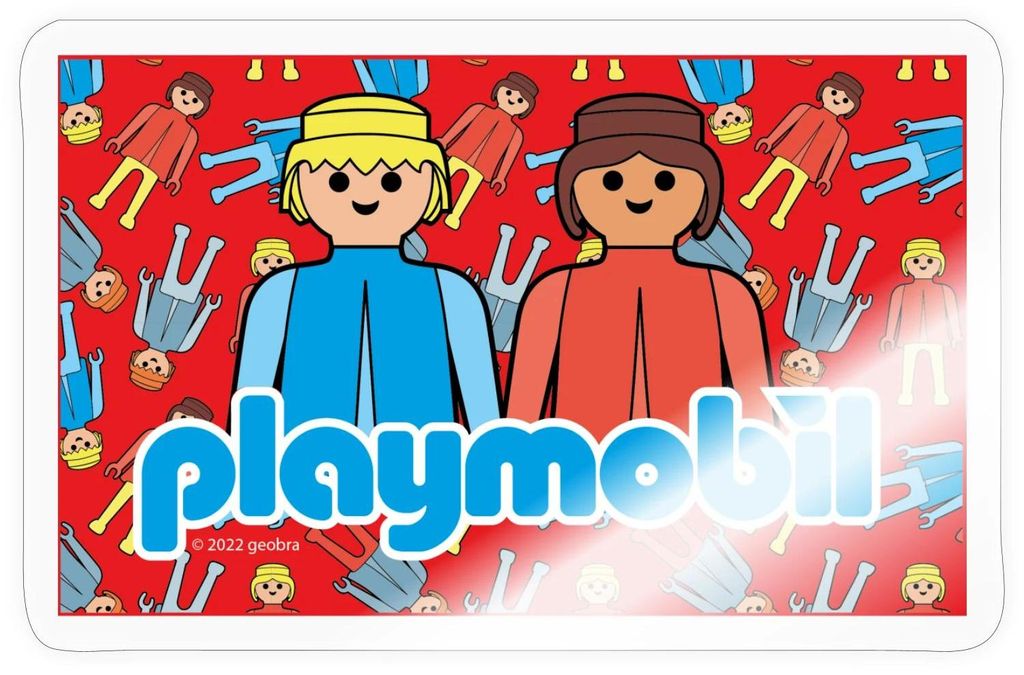 Spreadshirt PLAYMOBIL Logo Und Klassische Figuren Sticker Aufkleber, 10 x 10 cm, Transparent glänzend
