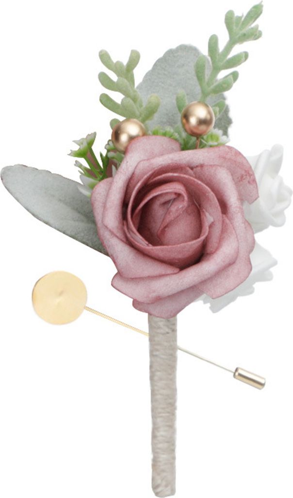Hochzeit Corsage handgefertigt romantische realistische dekorative künstliche Rosenblume Handgelenk Corsage Boutonniere Hochzeitsbedarf-Rosa