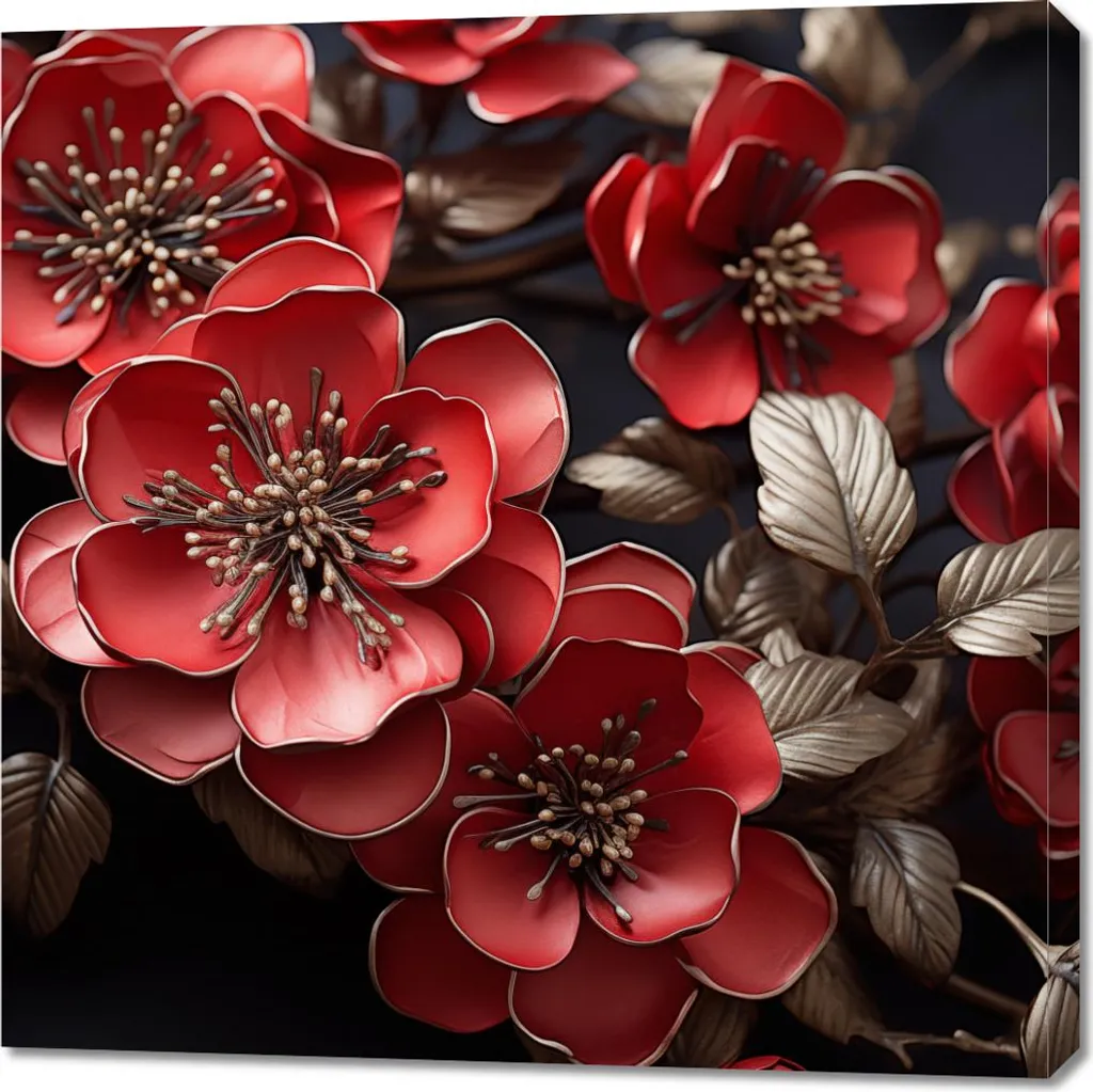 Toile murale carrée Histoire des fleurs 90x90 cm - Tableau déco salon