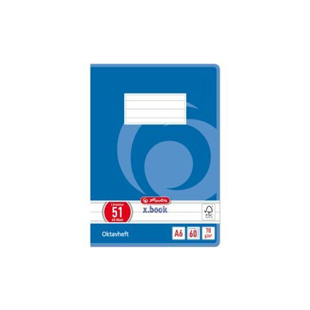Herlitz Oktavheft x.book DIN A6 liniert 70 g/qm 60 Blatt
