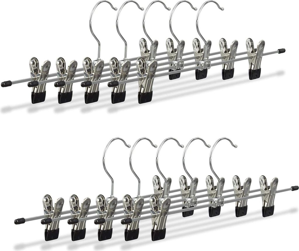 50x Metallhosenbügel - Klemmen mit Antislip - Hosenbügel - Kleiderbügel