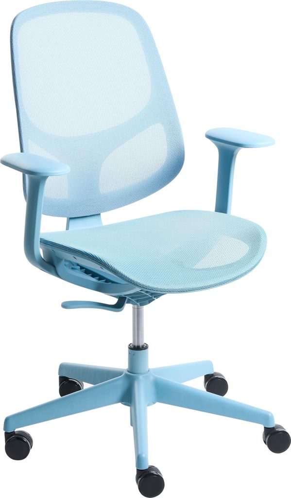 BELIANI Bürostuhl Hellblau Netzstoff Atmungsaktiv Drehbar Höhenverstellbar mit Armlehnen Modernes Design Computer Drehstuhl für Homeoffice Büro
