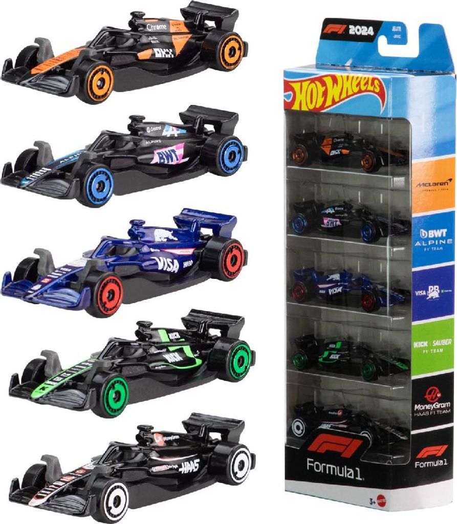 Hot Wheels Spielzeugautos Formel 1 im 5er-Pack, Set aus 5