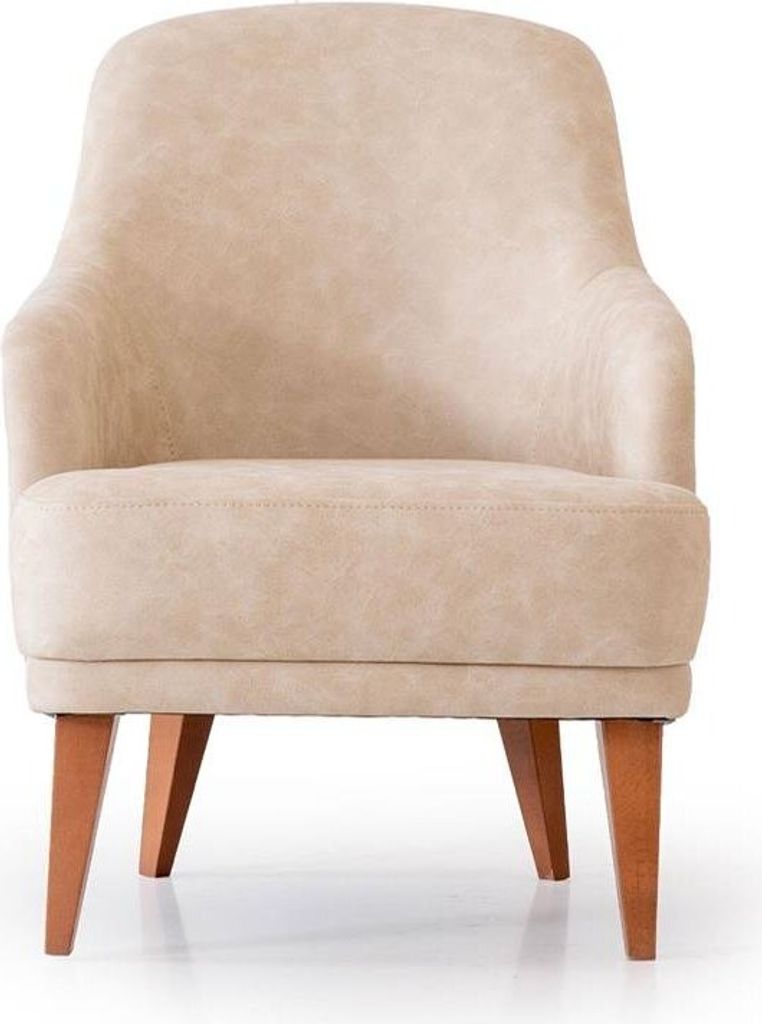 Beiger Ledersessel Wohnzimmer Lehnsessel Designer 1-Sitzer Möbel Neu JVmoebel