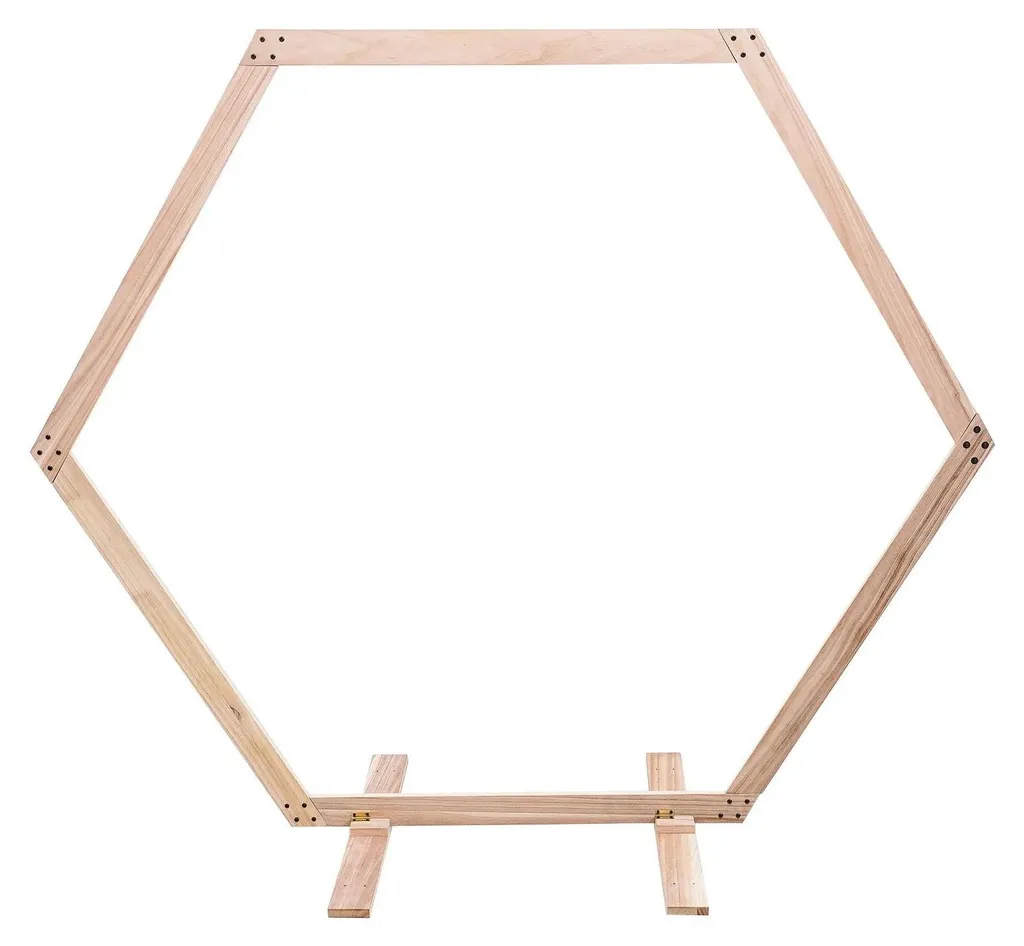 Support de fond hexagonal en bois pour décoration de cérémonie laïque