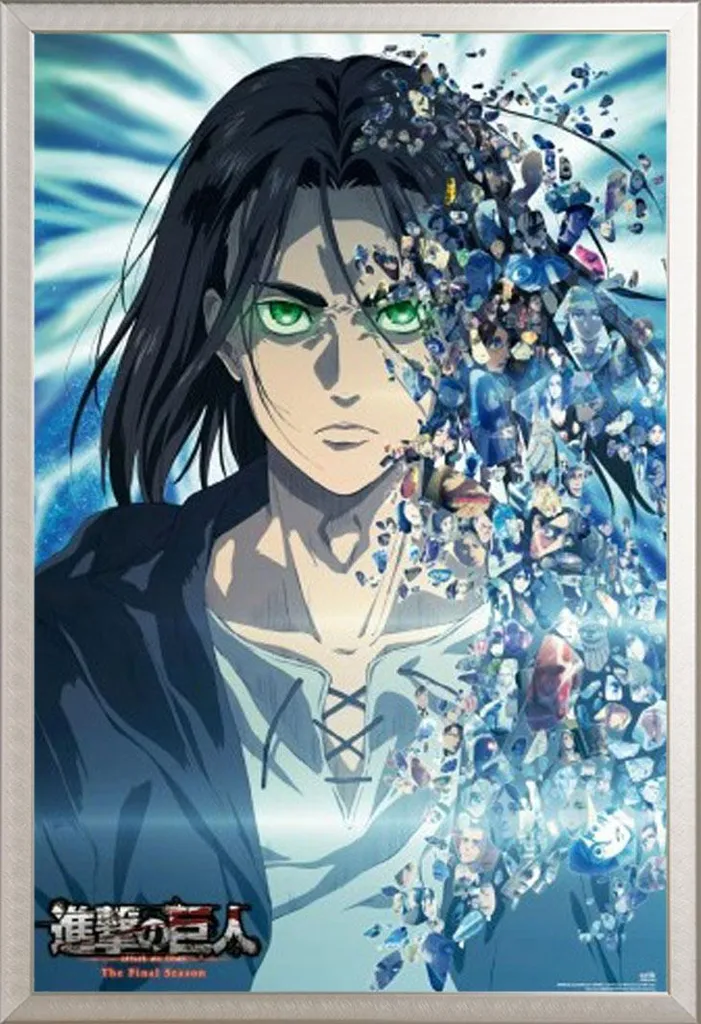 Cadre Mural Aluminium Argent avec Poster Shinsuke Eren Yeager de 61x91cm