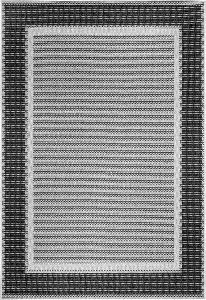 Grand tapis de chambre tissé plat motif minimaliste GRATI anthracite