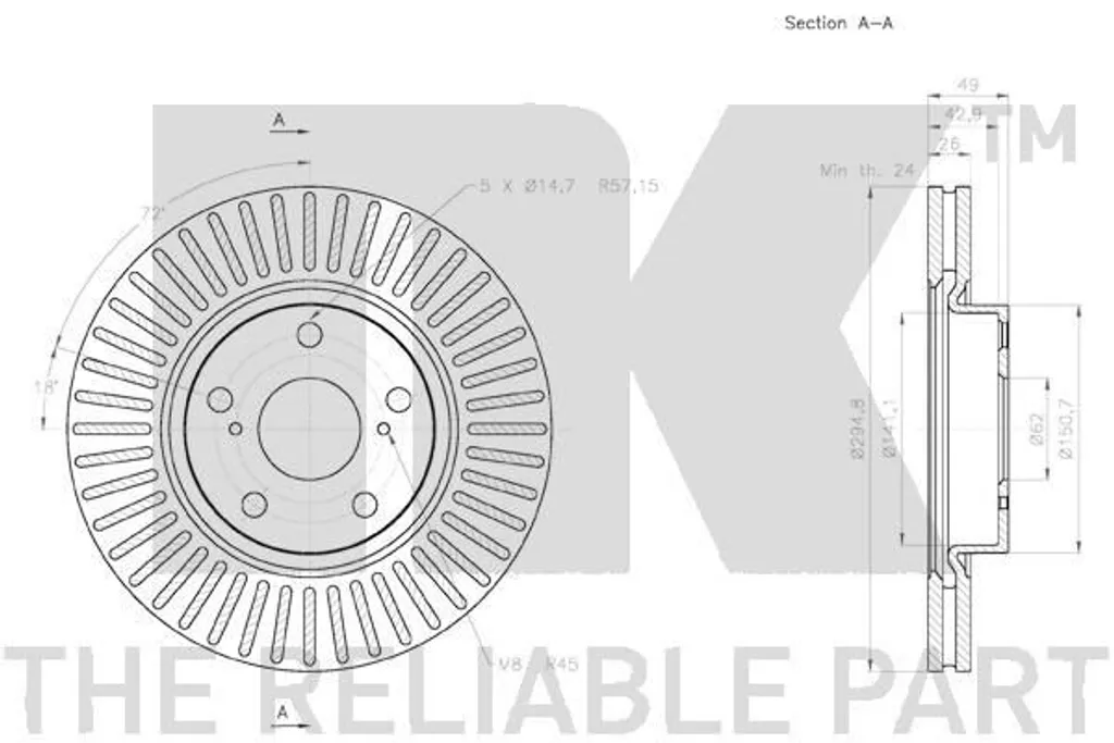 Paire de disques de frein avant NK pour Toyota Avensis Break T25 D4D
