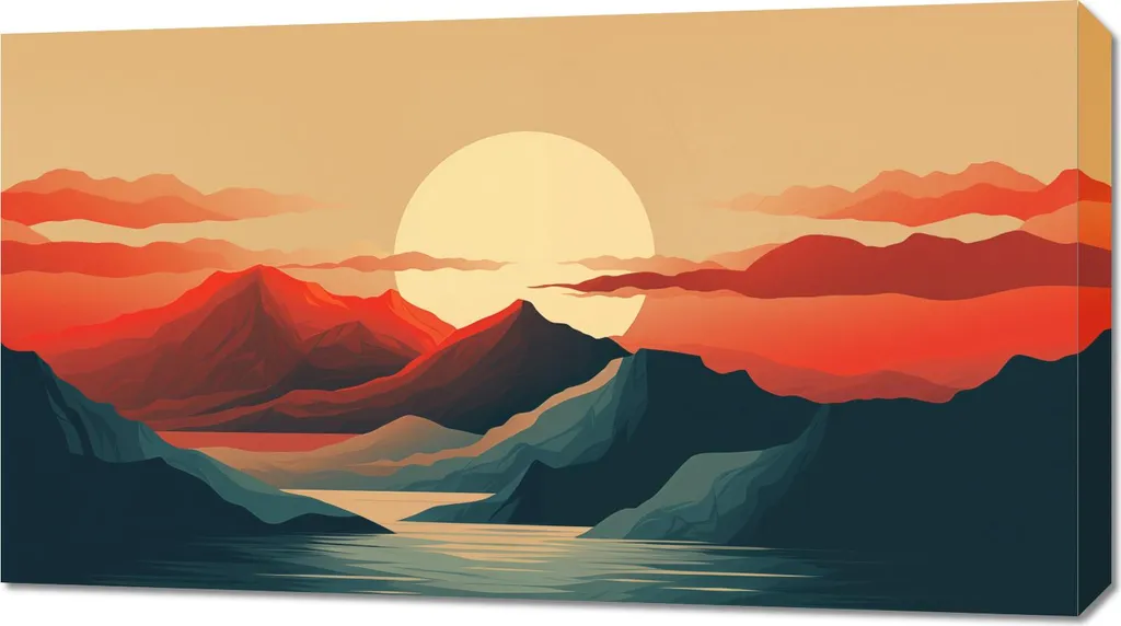 Idea Regalo Casa: Quadro 90x50 Tramonto Montagne - Pronto da Appendere