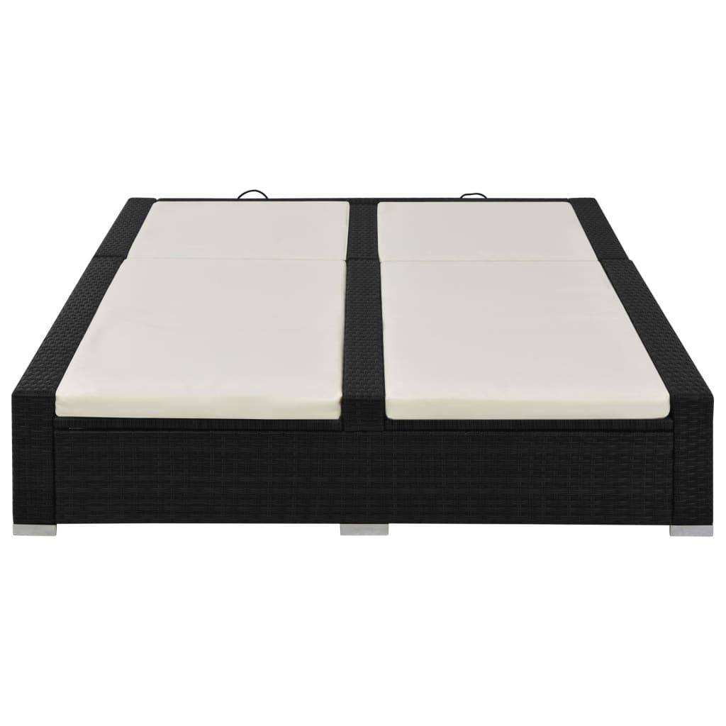 vidaXL Doppel-Sonnenliege Poly Rattan Schwarz Produktbild 