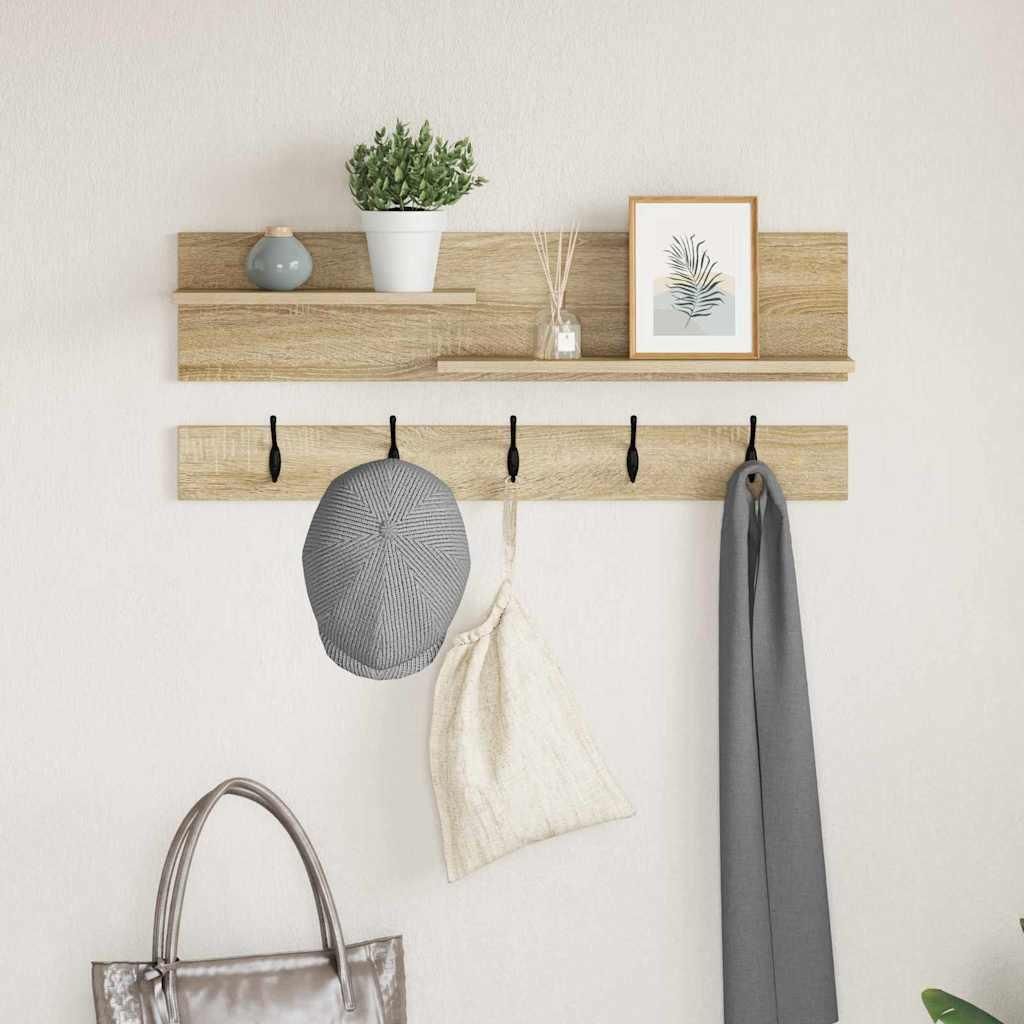 Wandmontierter Kleiderständer Sonoma Eiche 90 x 15 x 36 cm, Wandregale Design Möbel Neu