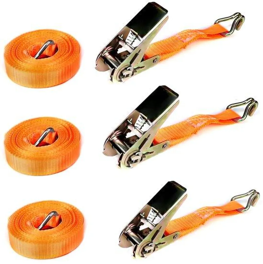 Tendeur élastique plat 6m orange 25mm pour arrimage remorque et coffre
