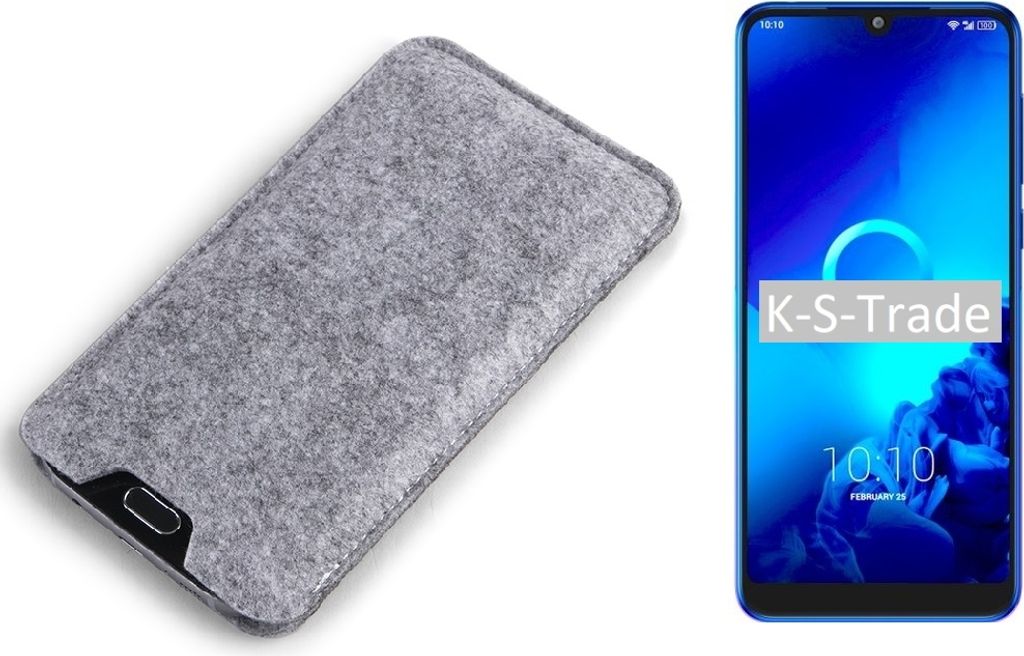 K-S-Trade Filz Handyhülle kompatibel mit Alcatel 3 (2019) Schutzhülle Filztasche Filz Tasche Case Sleeve Handy Hülle Filzhülle grau