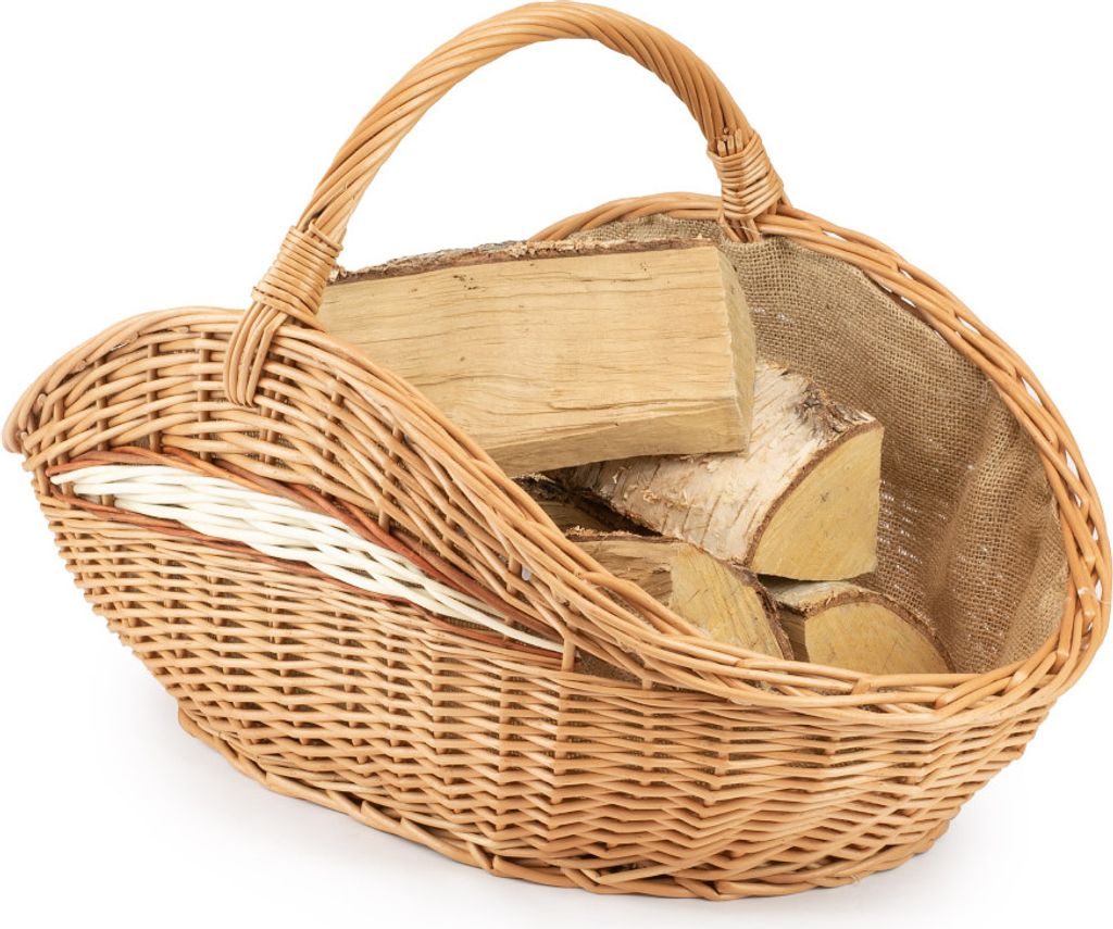 JIPRO Kaminholzkorb aus Weide mit Jute Holz I. -