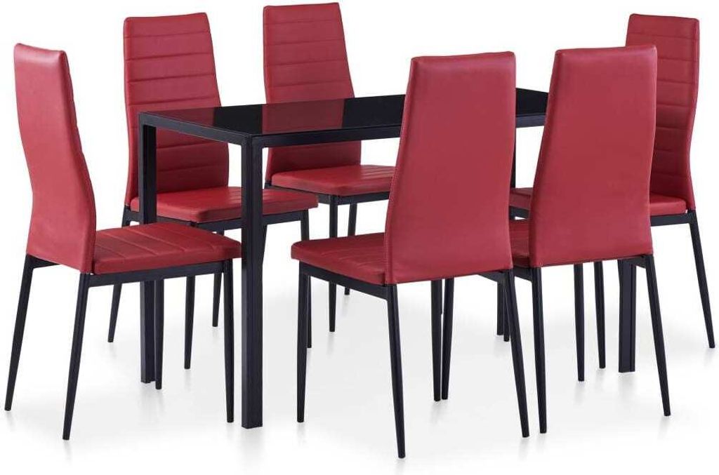 2024 Moderne Esszimmer 7-tlg. Essgruppe Weinrot 209750