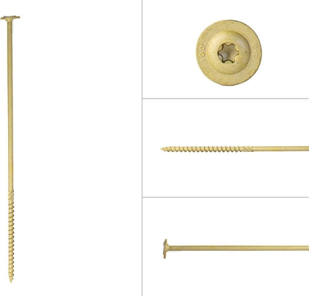 Tellerkopfschrauben beschichtet für Eiche und Garapa Hartholz 8 x 300 mm - Schachtel 50 Stück