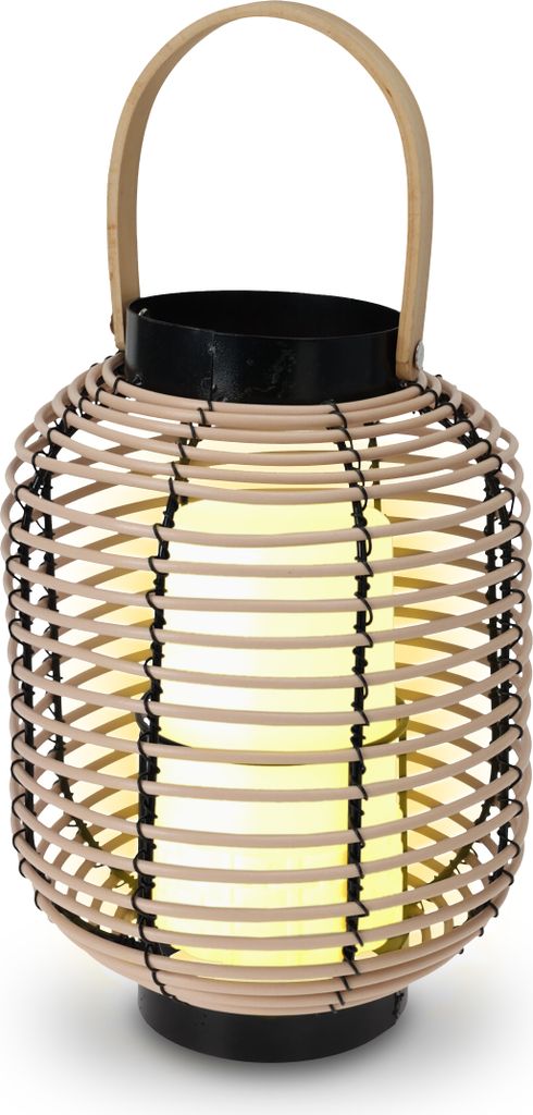 3.07 LED Laterne Rattan mit Timer - ca. 24 x 18 cm - Innen Produktbild 