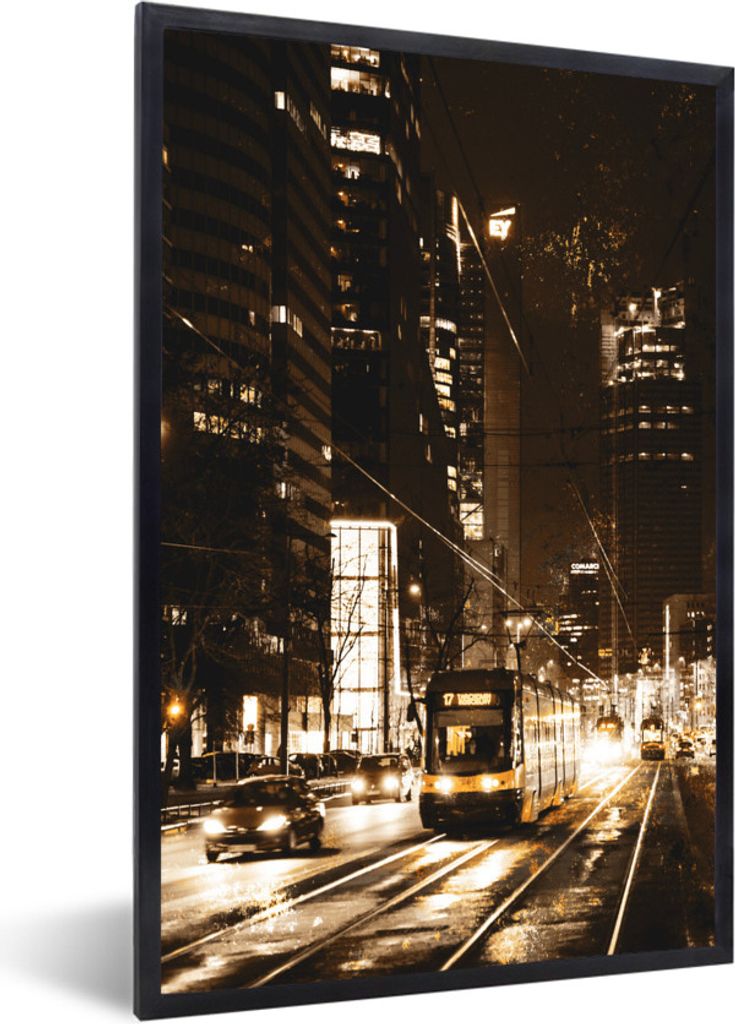 MuchoWow® MuchoWow® Gerahmtes Poster Straßenbahn - Straße - Produktbild 