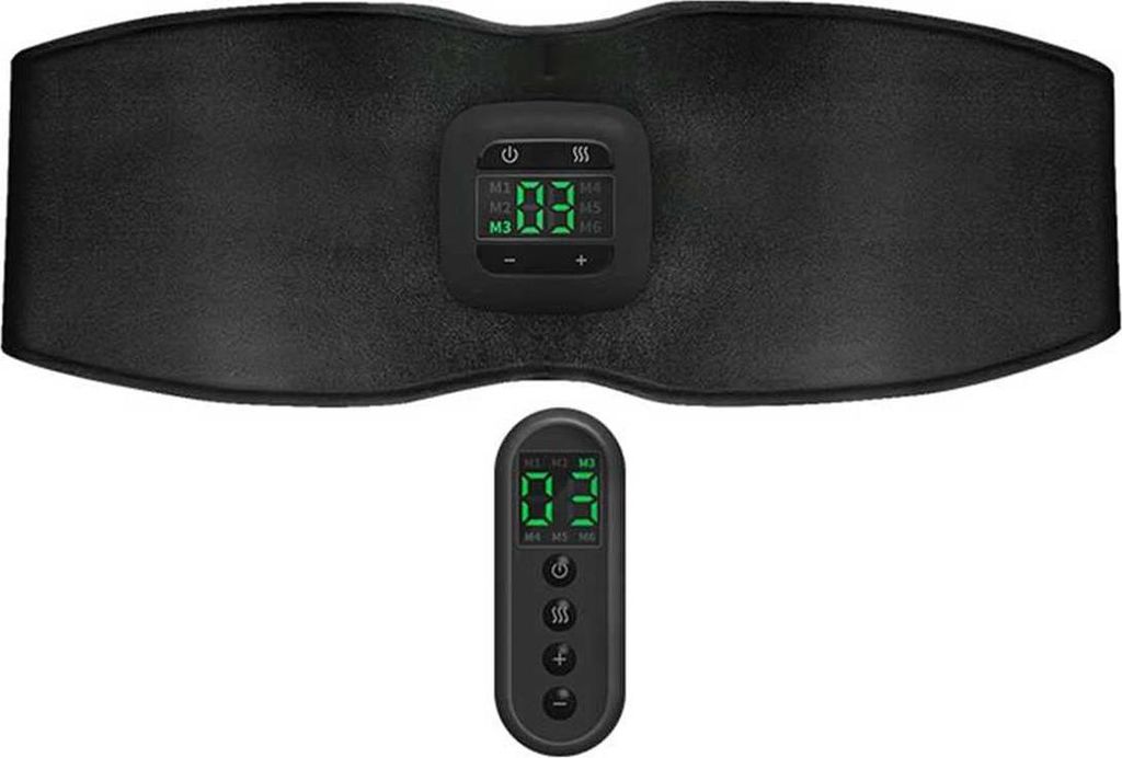 EMS Fitness-Gürtel mit Heizfunktion, Bauchmuskeltrainer, Tragbarer Abnehm-Gürtel, 15 Intensitätsstufen, USB wiederaufladbar, Heimtraining