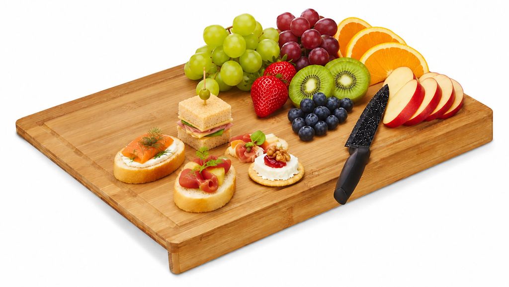 Planche à découper Relaxdays en bambou, rebord, rainure Image du produit 
