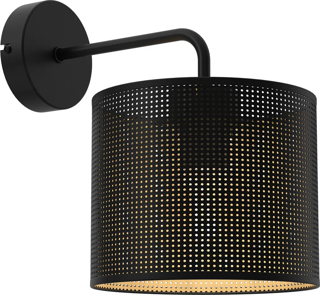 Applique Murale Abat-jour Noir et Or Loft 1xE27 15W Luminex 1076