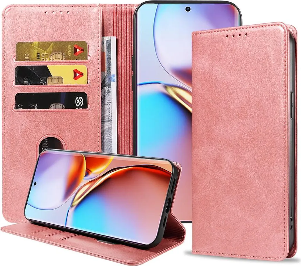 Custodia Motorola Edge 40 Pro Oro Rosa | Portafoglio in Ecopelle Smartphonica