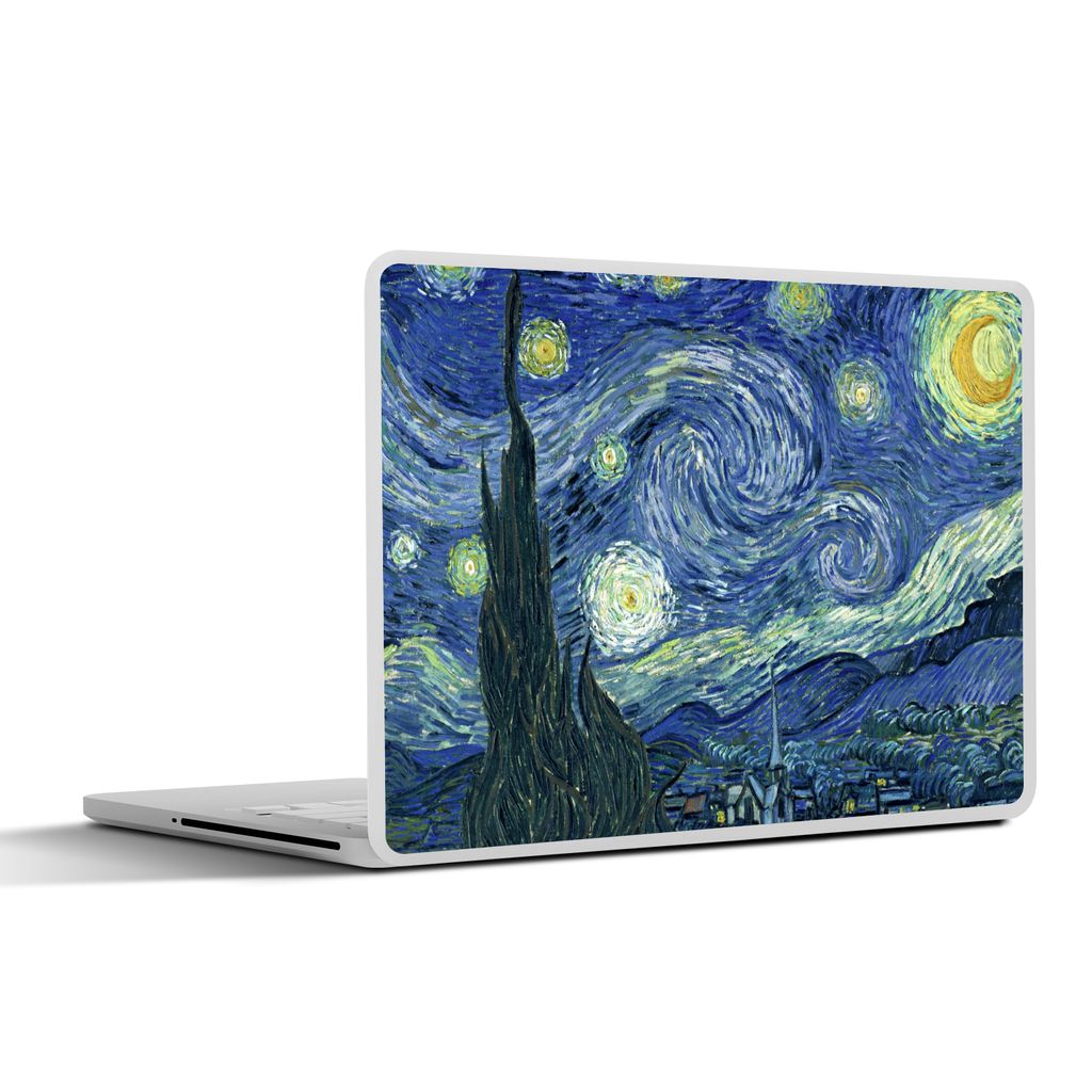 MuchoWow Laptop Aufkleber Sticker Cover Sternennacht - Gemälde - Alte Meister - Vincent van Gogh 36.5x27.5 cm - Laptop-Sticker
