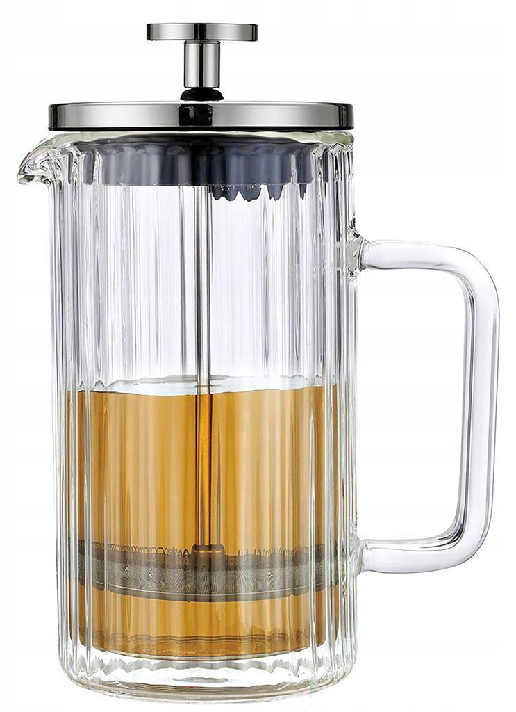 Kaffee- und Tee-Ei Glas 350ml French Press silber KLAUSBERG Produktbild 