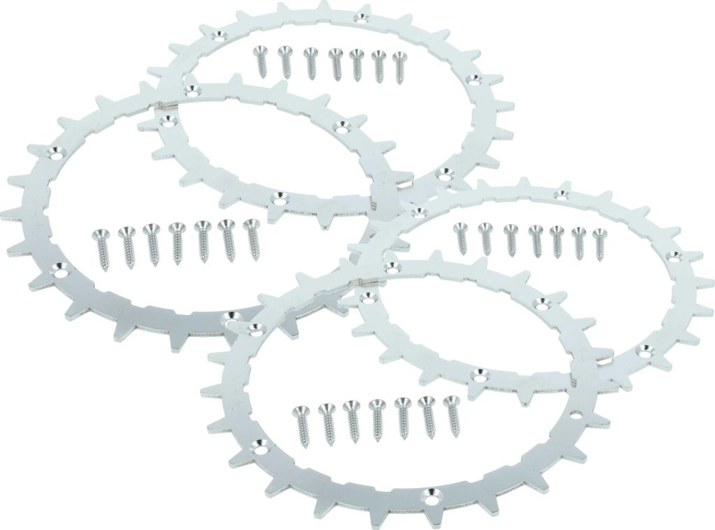 vhbw 4x Spikes kompatibel mit Bosch Indego 350, 400, M700, 2021, M+ 700, XS 300, S+ 500, S 500 Mähroboter - Edelstahl, 24 Zähne, inkl. Schrauben