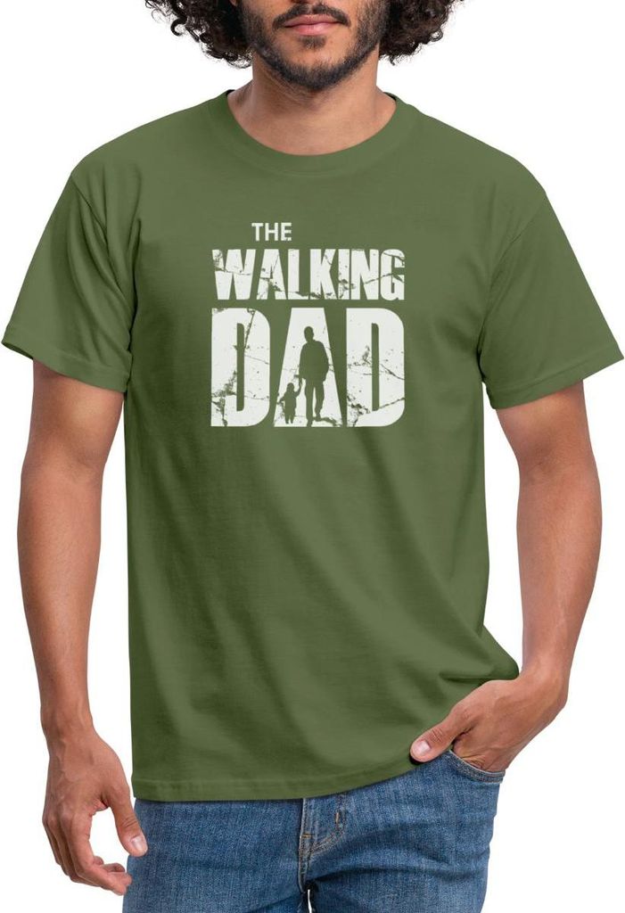 Spreadshirt The Walking Dad Papa Vater Mit Kind Männer T-Shirt, XL, Militärgrün