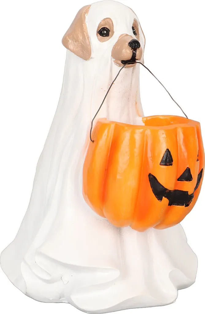 Statue chien fantôme Halloween incassable déco originale pour enfant