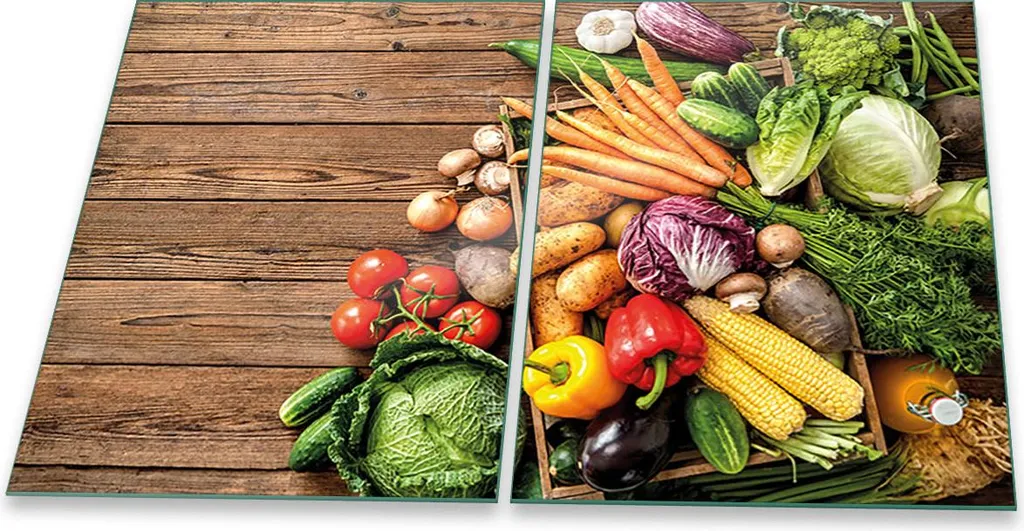 Set 2 Coprifornelli Vetro 2x40x52 Verdure | Tagliere Grande Universale