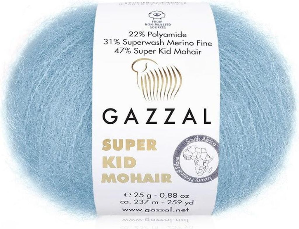 Gazzal Super Kid Mohair, Weich & Hautfreundlich, , Merino, Blau