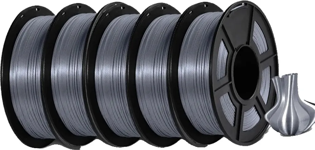 JAYO PLA+ SILK Filament 1.75mm Gris Argent 5.5KG Pack de Grande Taille