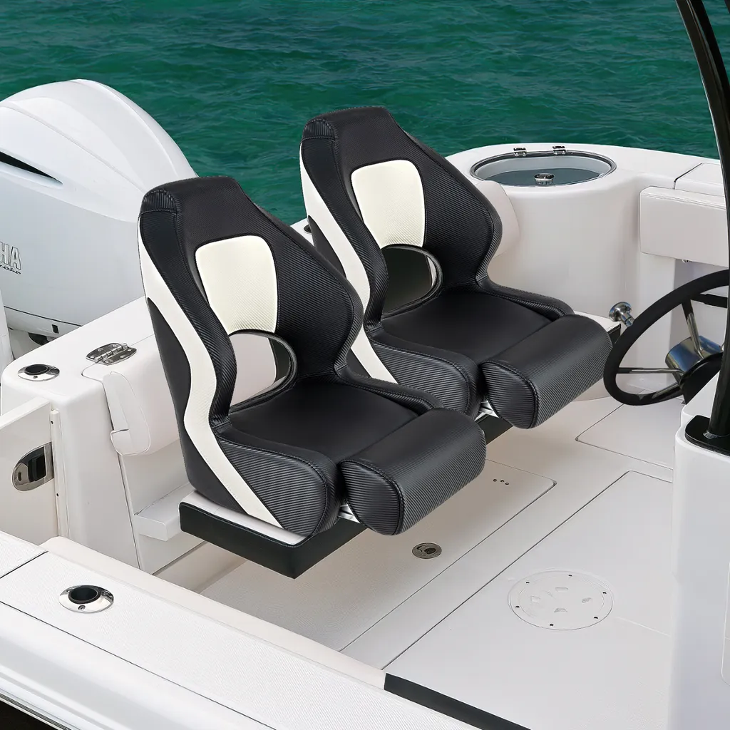 Siège de bateau confortable avec coussin de nuque relevable en cuir marin - 2