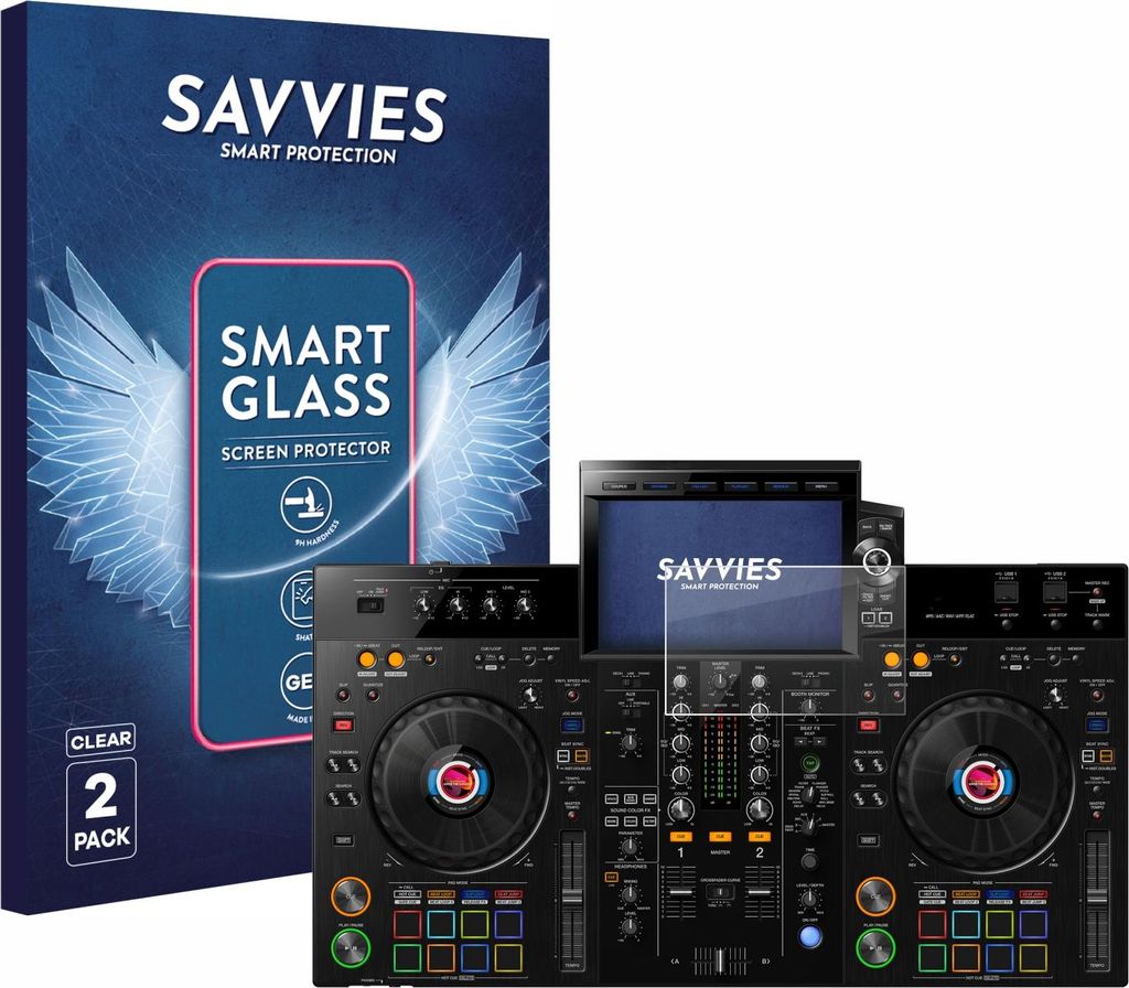 2x Savvies Schutzglas Folie für Pioneer XDJ-RX3 9H Panzer Schutzfolie Glas Displayschutz klar transparent