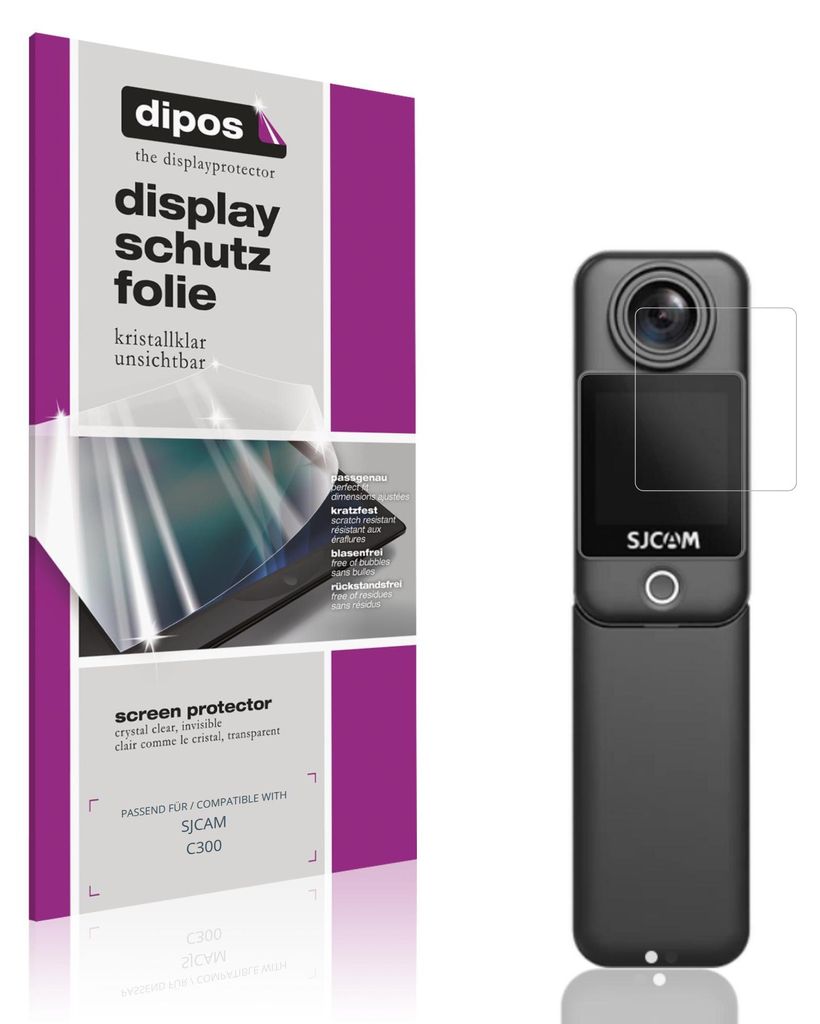 4x Schutzfolie für SJCAM C300 klar Displayschutzfolie Folie Display Schutz dipos