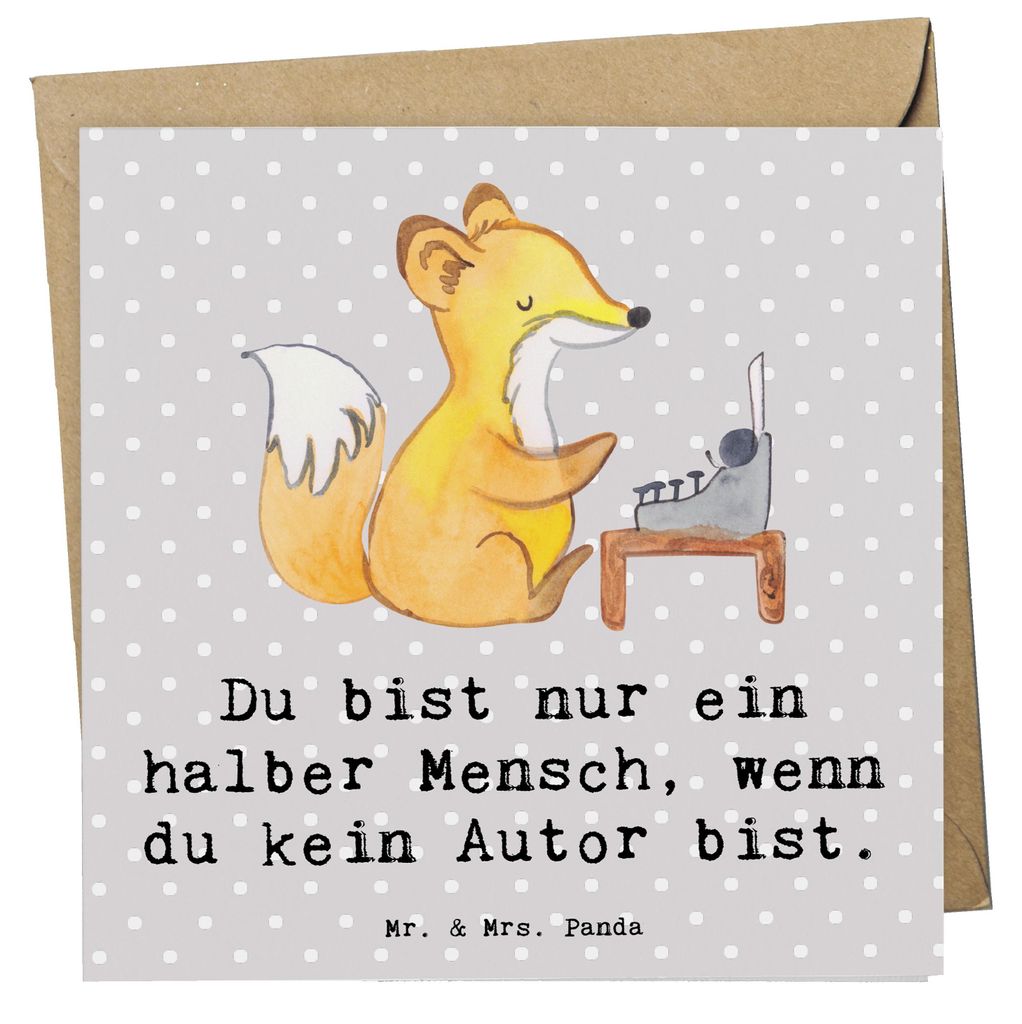 Mr. & Mrs. Panda Klappkarte Autor Herz - Grau Pastell - Geschenk, doppelkarte, Buchhandlung, Glückwunschkarte, faltkarte, Schriftsteller, anlasska...
