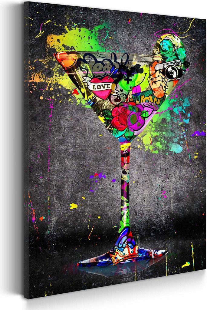 Wandbild Leinwandbild Street Art Cocktail Kunstdruck XXL Wanddeko: 100x150x4cm