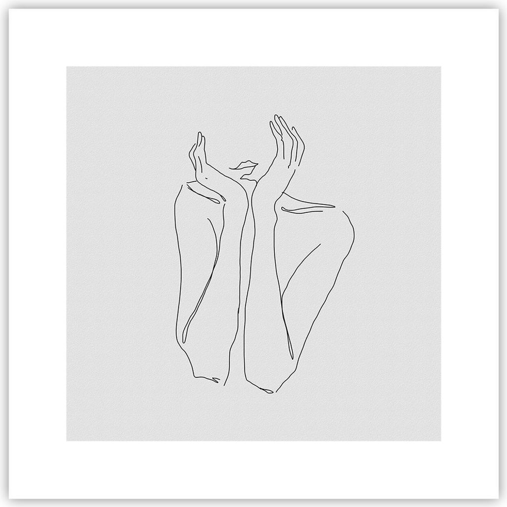 Poster - Poster ohne Rahmen - Träumerei Frau Skizze - 30x30 cm - Wand Bild - Wanddeko - Wandbilder - Kunstposter - Wandposter - Bilder - Kunstdruc...