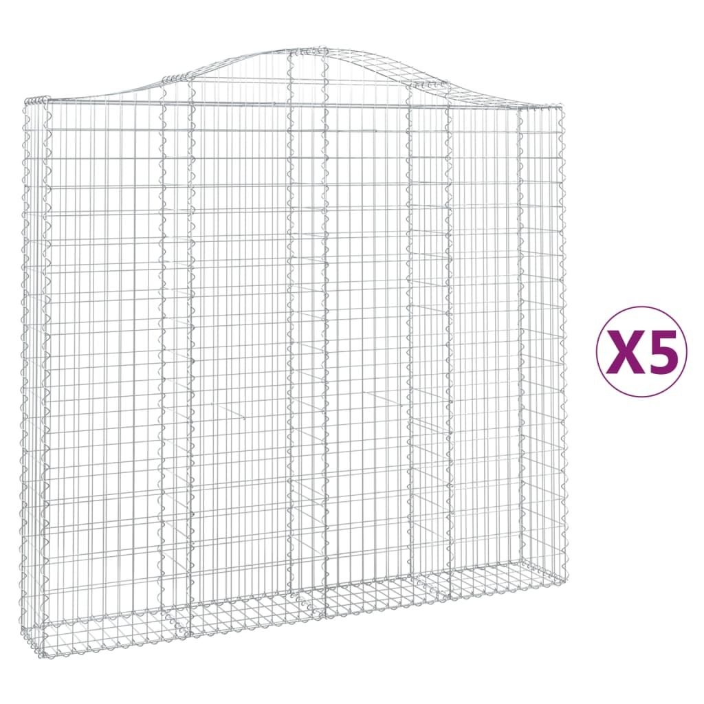 Gabionen mit Hochbogen 5 Stk. 200x30x180/200cm Verzinktes Eisen