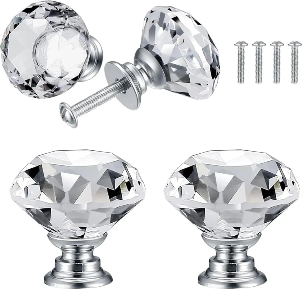 Poignées et boutons en cristal de 30 mm pour placard et commode - 4 pcs